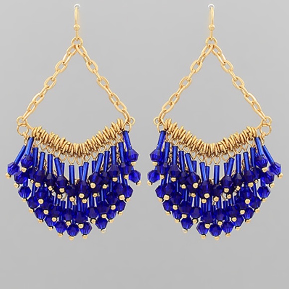 Glass Tassel Chain Chandeliers Earrings - Picture 1 of 2